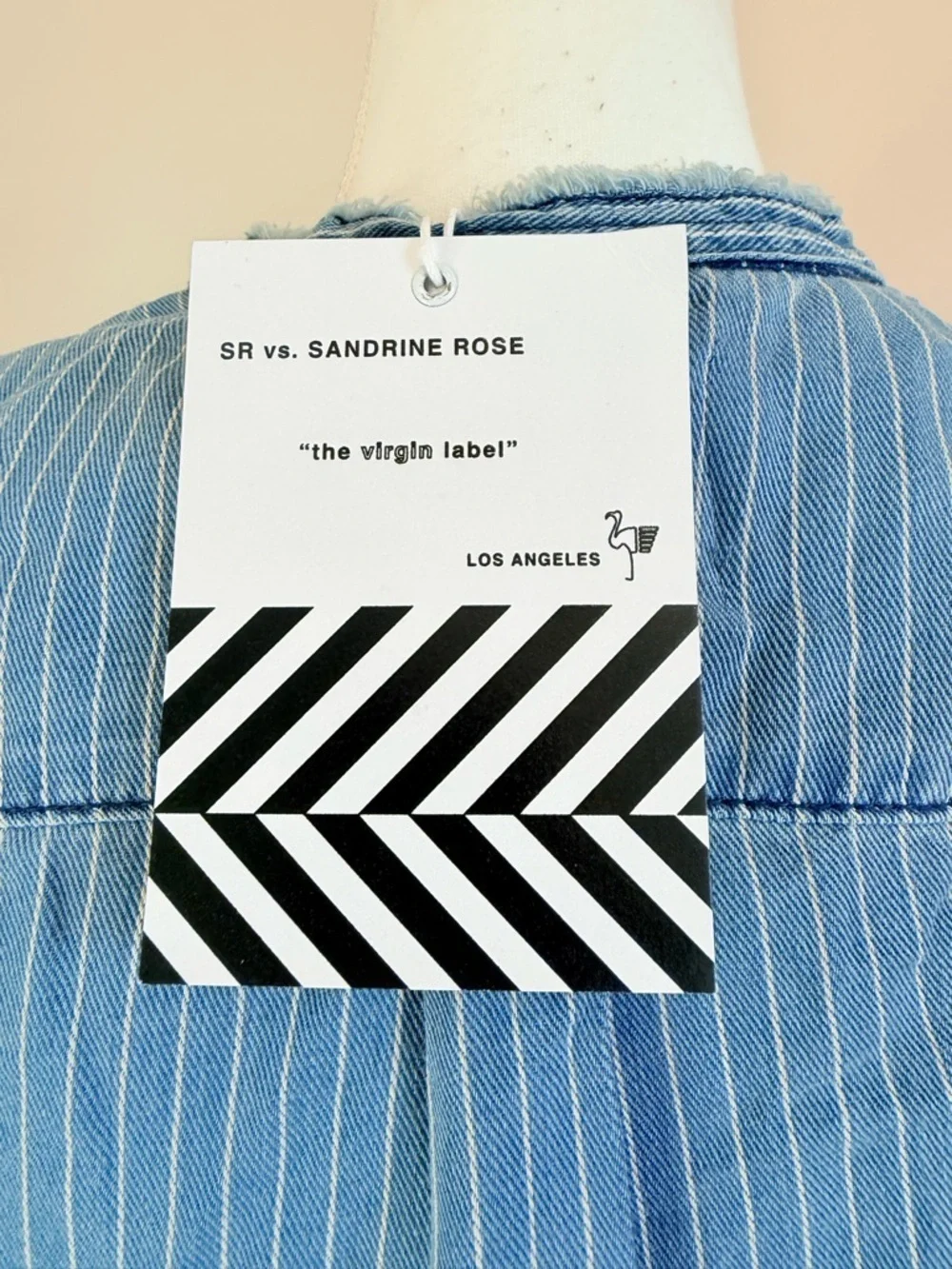 Sandrine Rose Free people striped denim jacket size small oversized soft NWT